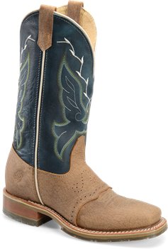 Chip Tan/Midnight Blue Double H Boot 12 Inch Domestic Wide Square Toe Ice Roper